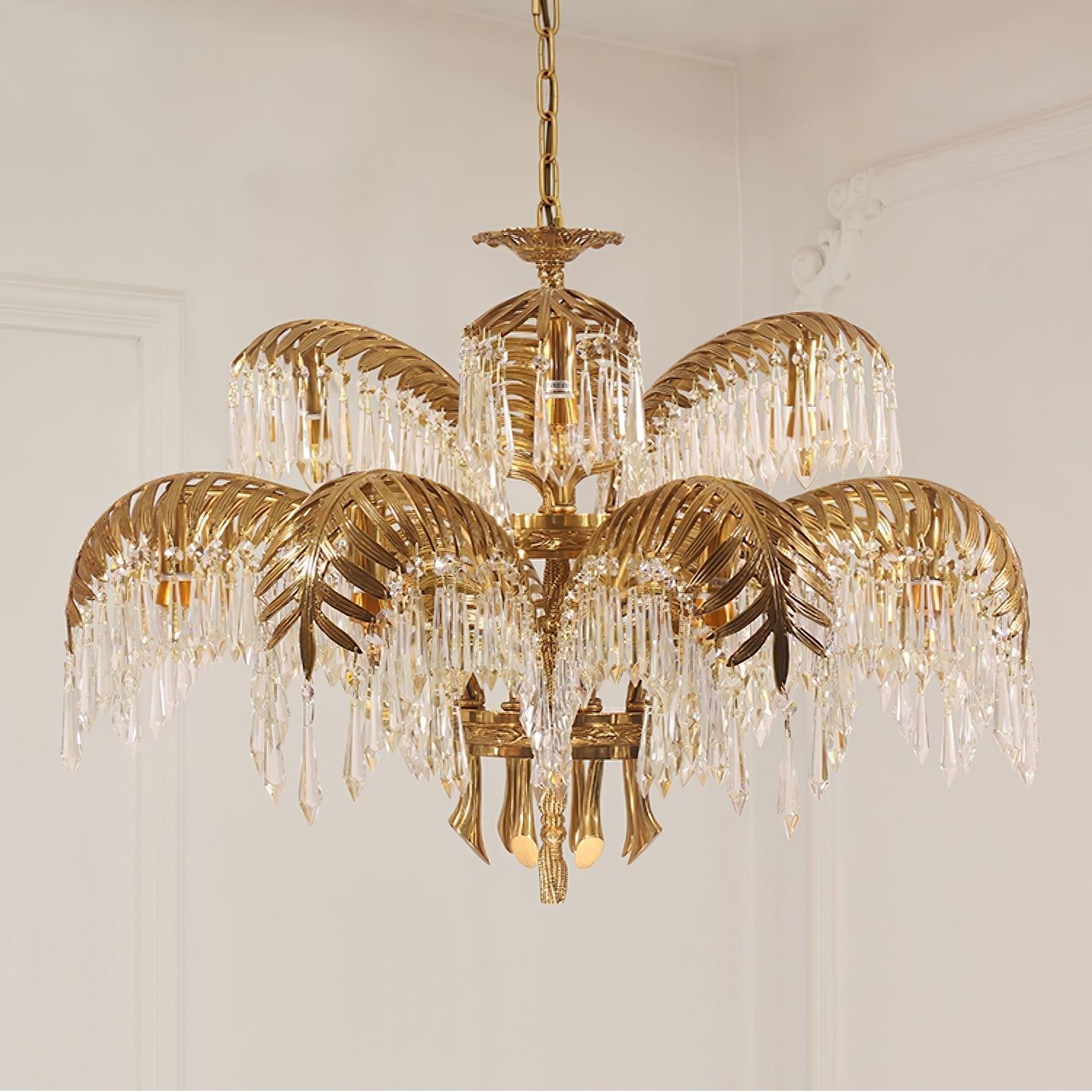 Odoraris Regal Brass Crystal Chandelier - Lamp Outdoor