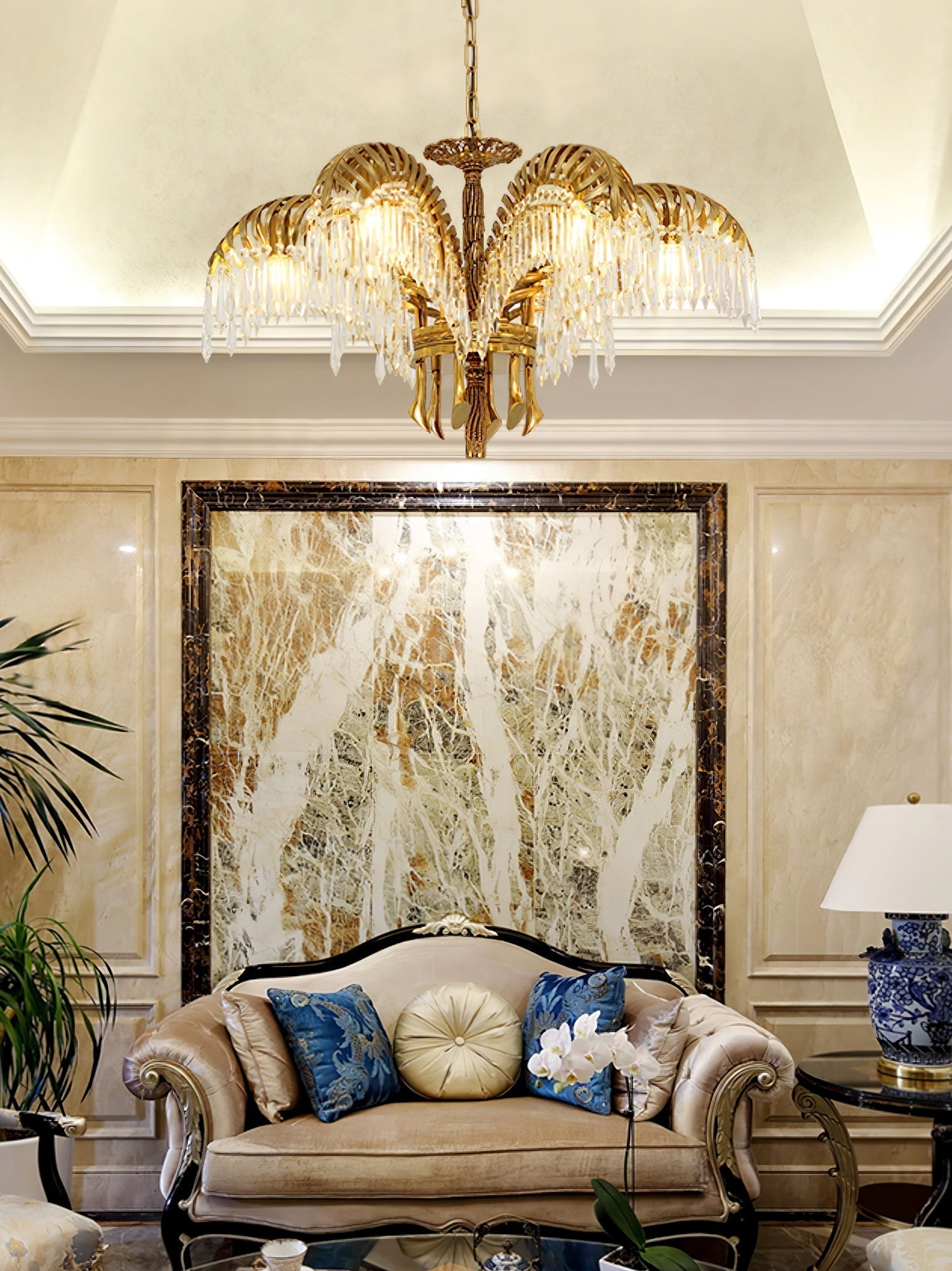 Odoraris Regal Brass Crystal Chandelier - Lamp Outdoor