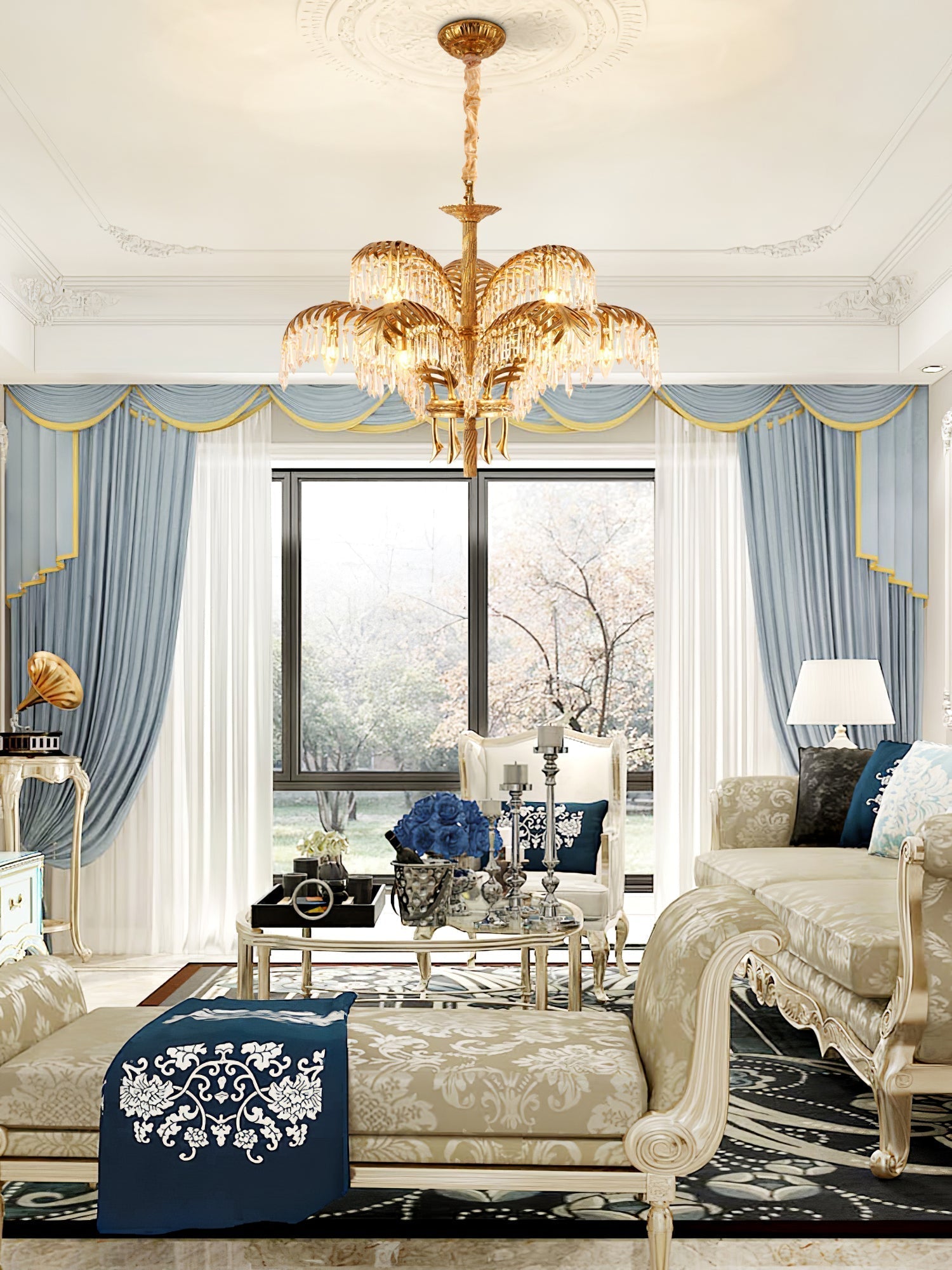 Odoraris Regal Brass Crystal Chandelier - Lamp Outdoor