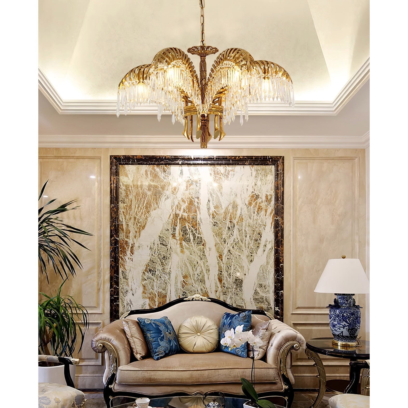 Odoraris Regal Brass Crystal Chandelier - Lamp Outdoor