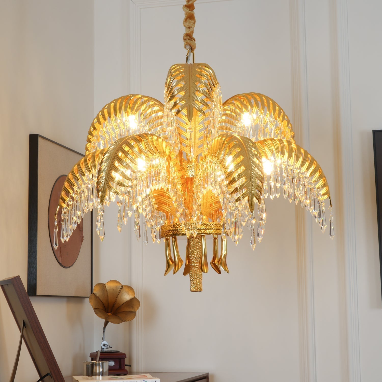Odoraris Regal Brass Crystal Chandelier - Lamp Outdoor
