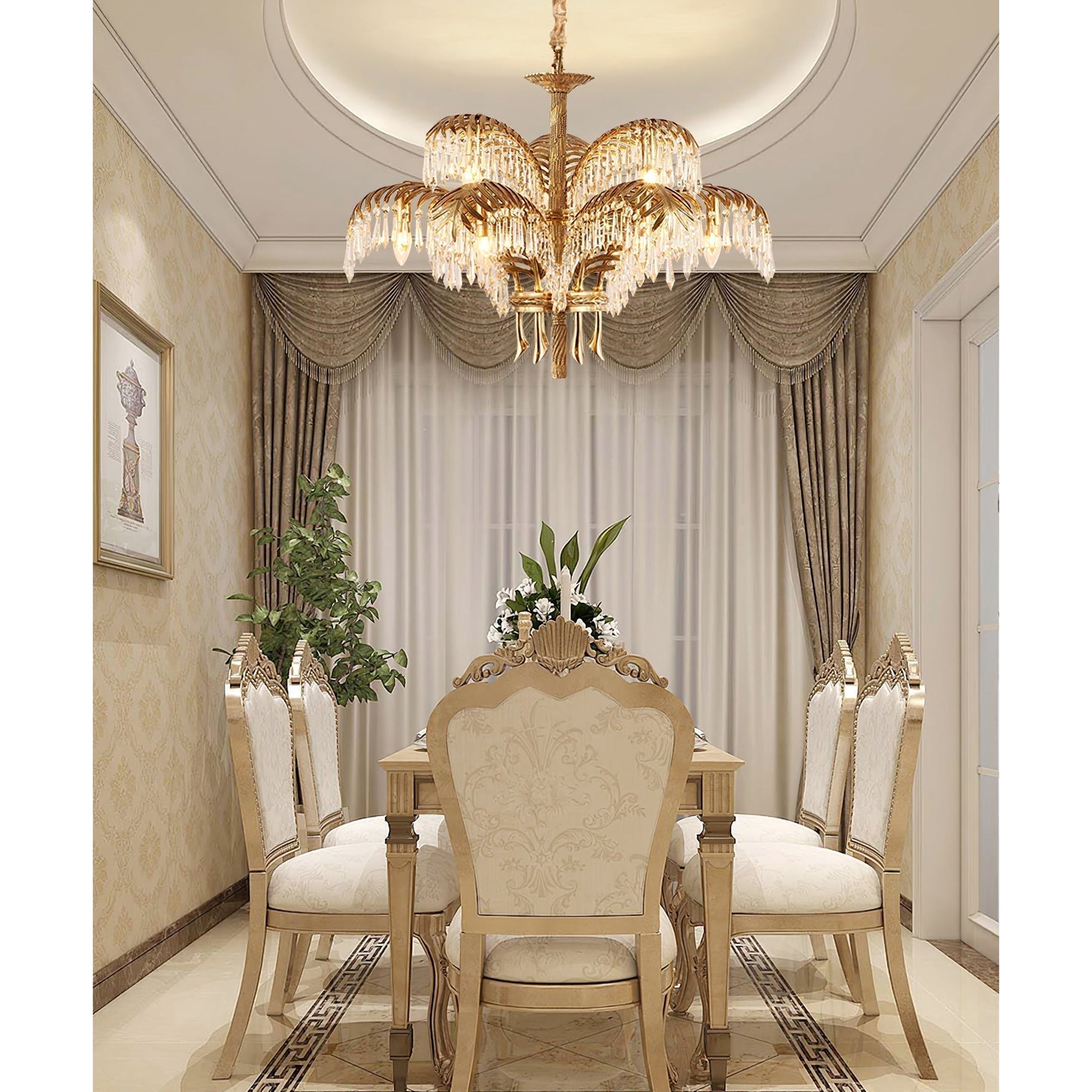 Odoraris Regal Brass Crystal Chandelier - Lamp Outdoor