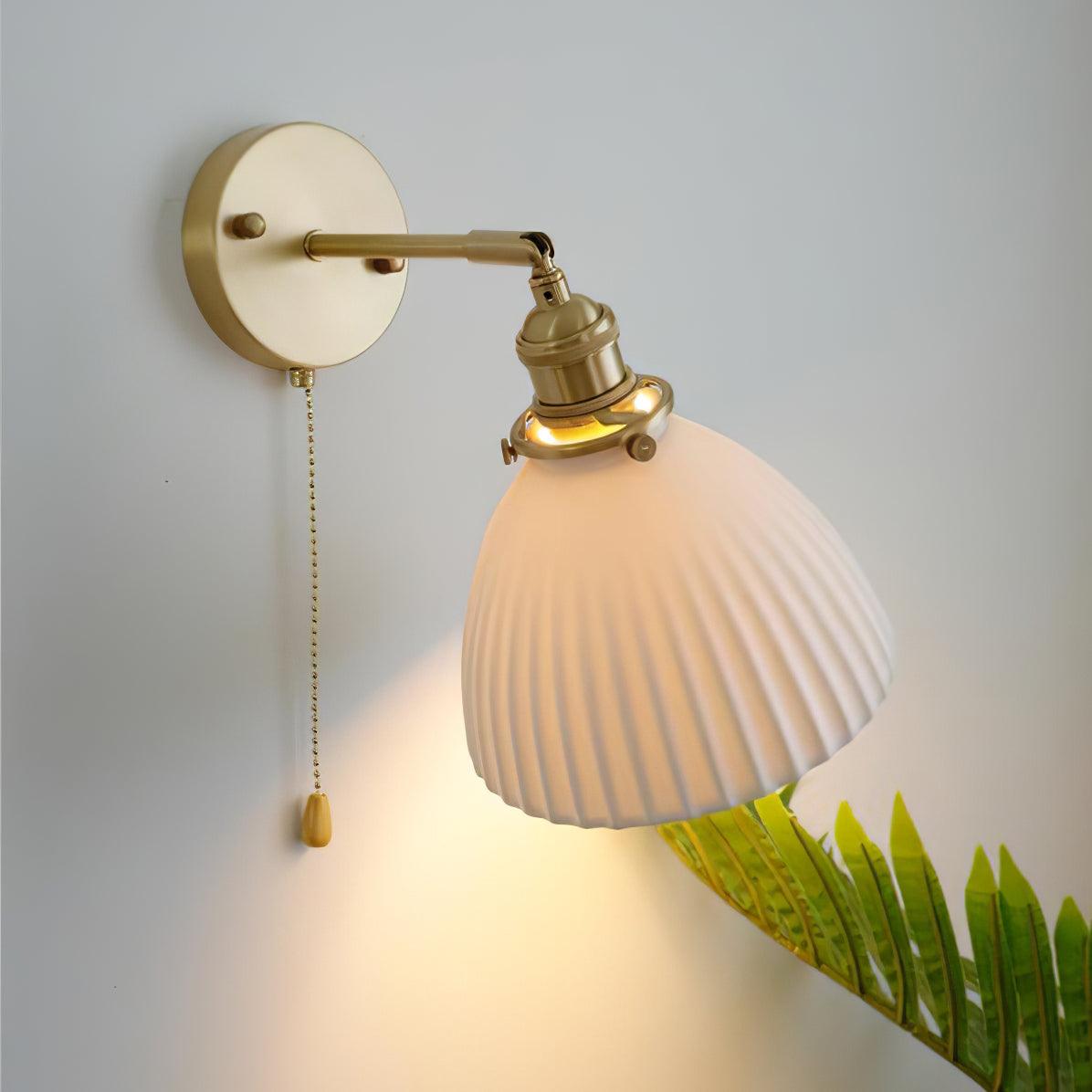 Brass Pleated Ceramic Wall Lamp - Lamp Outdoor