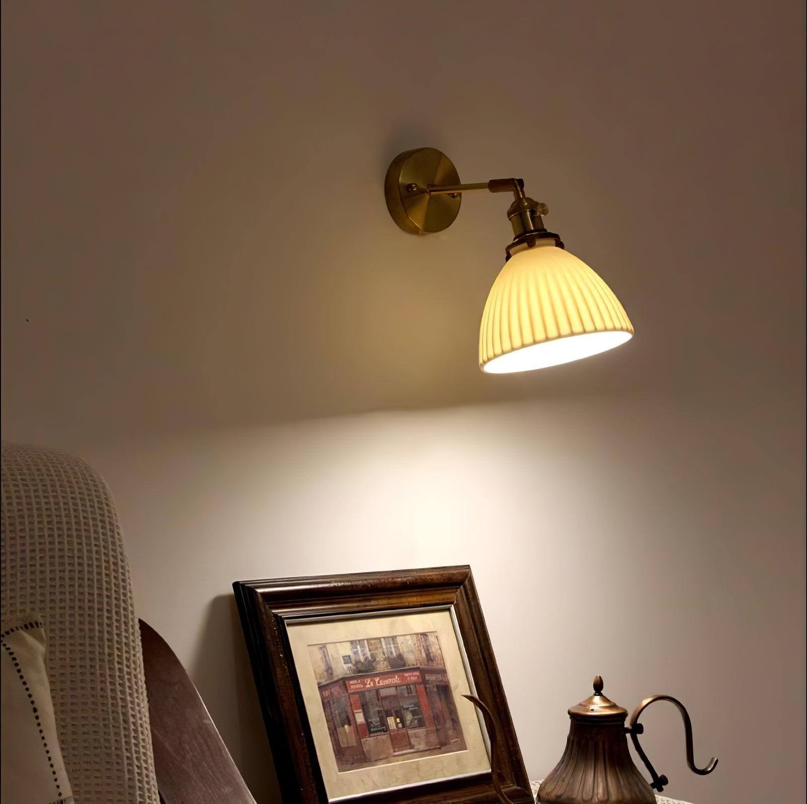 Brass Pleated Ceramic Wall Lamp - Lamp Outdoor