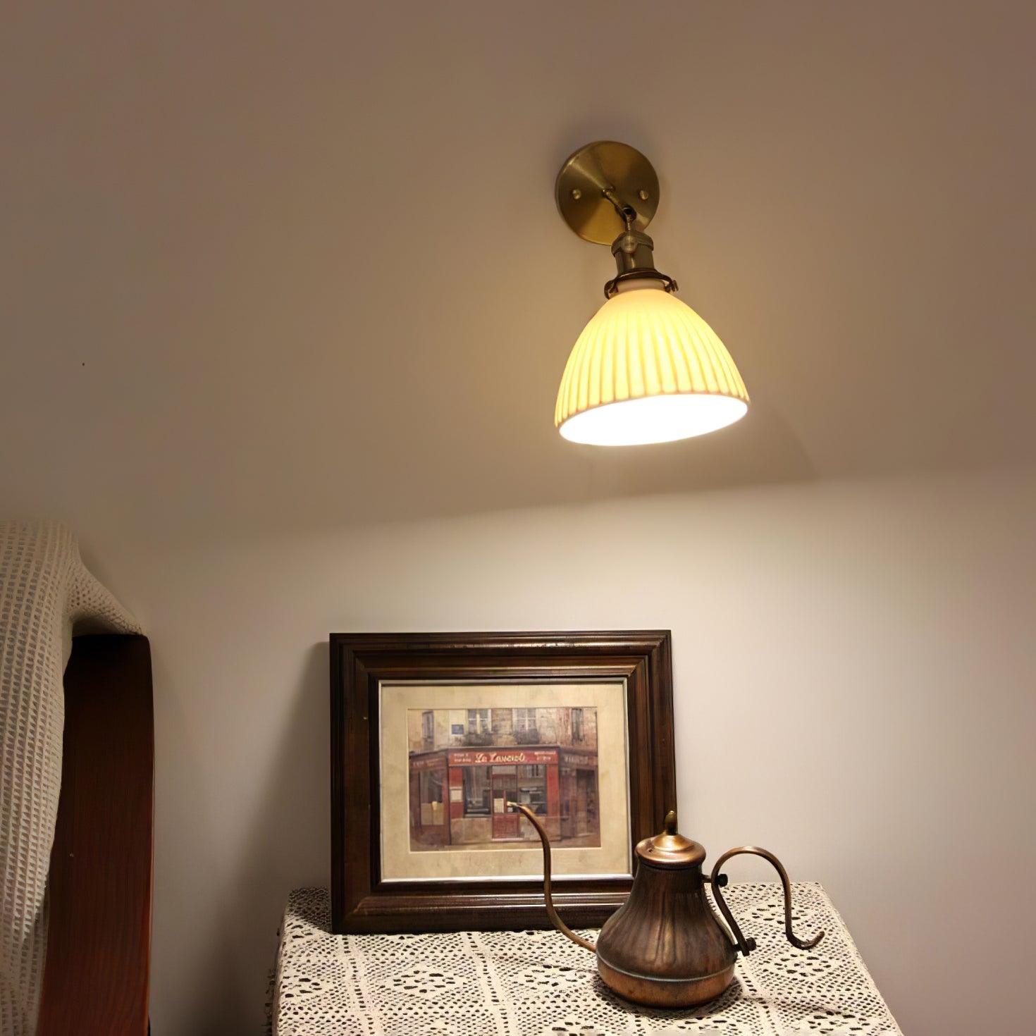 Brass Pleated Ceramic Wall Lamp - Lamp Outdoor