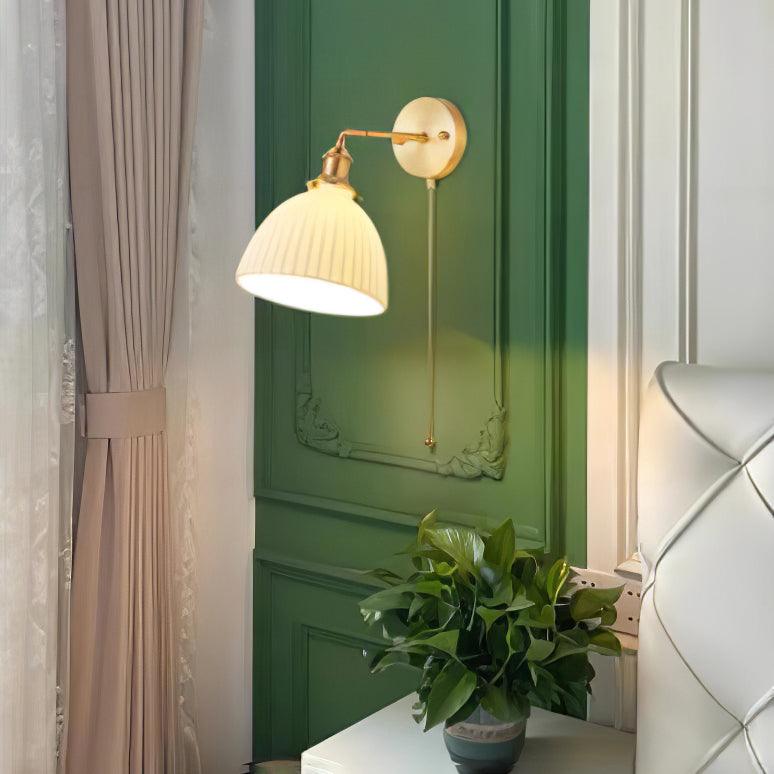 Brass Pleated Ceramic Wall Lamp - Lamp Outdoor