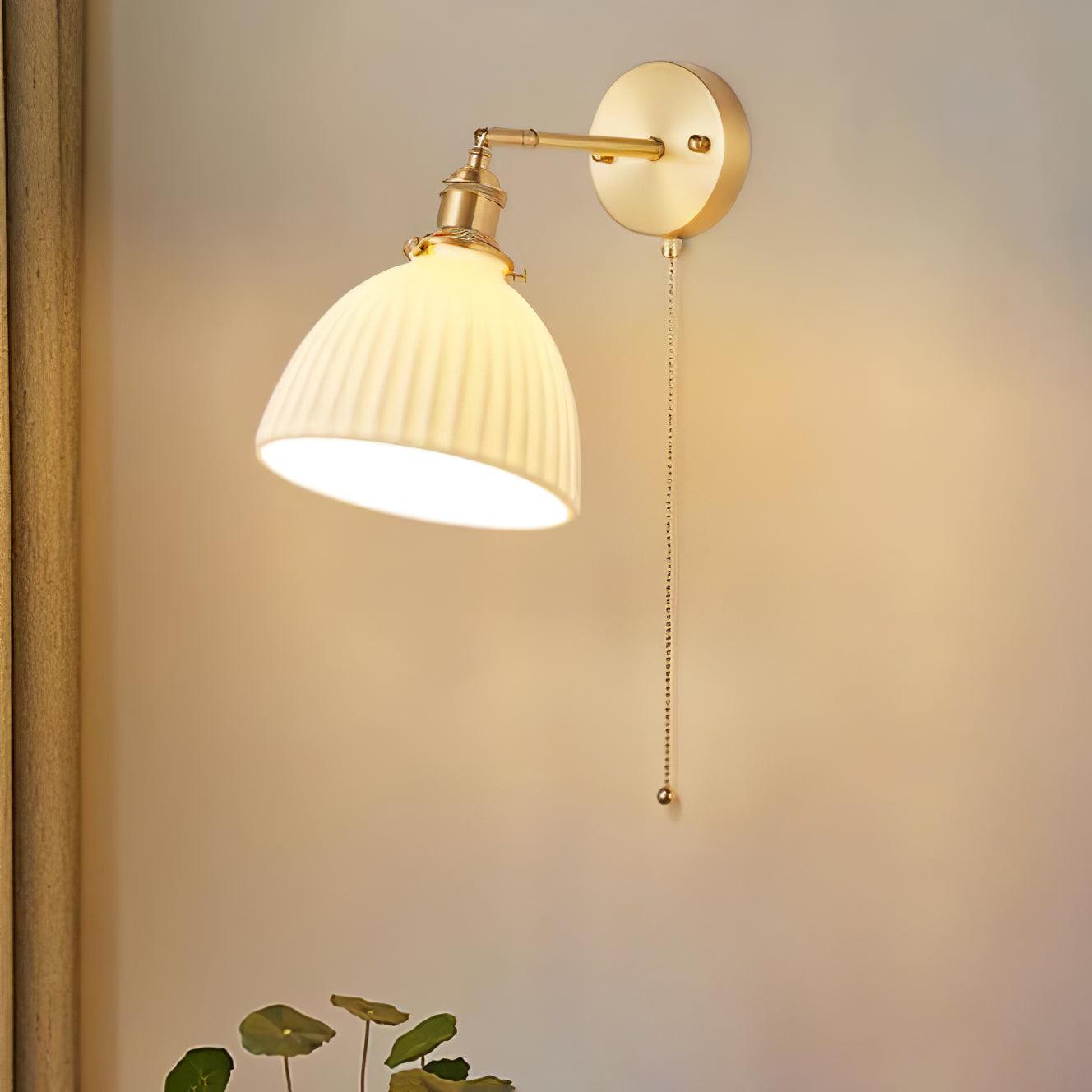 Brass Pleated Ceramic Wall Lamp - Lamp Outdoor