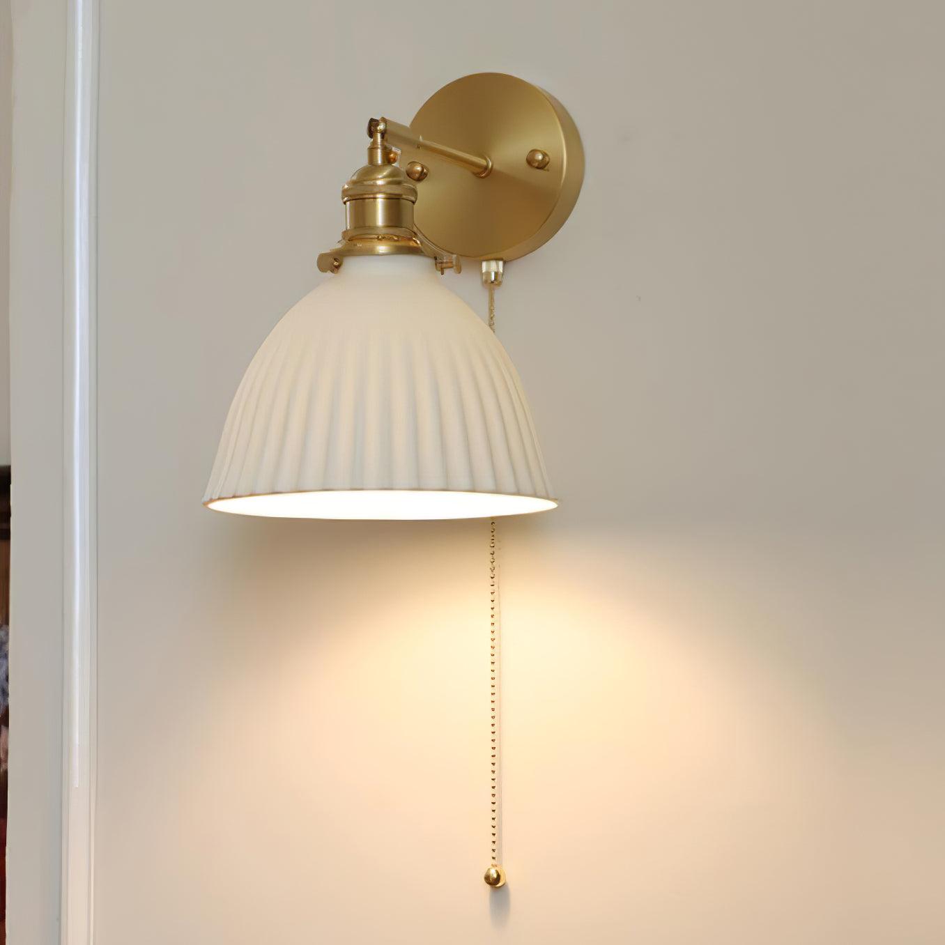 Brass Pleated Ceramic Wall Lamp - Lamp Outdoor