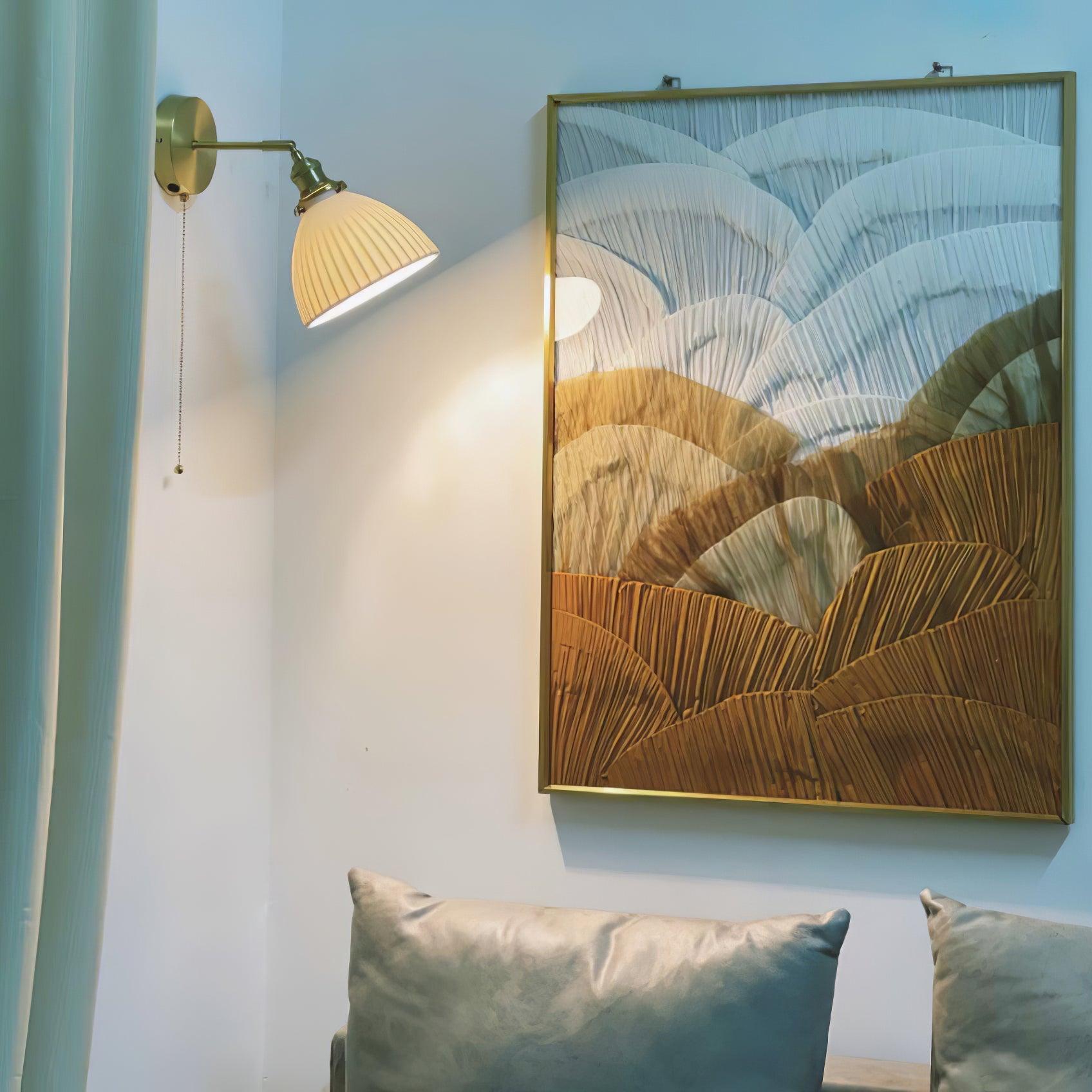 Brass Pleated Ceramic Wall Lamp - Lamp Outdoor