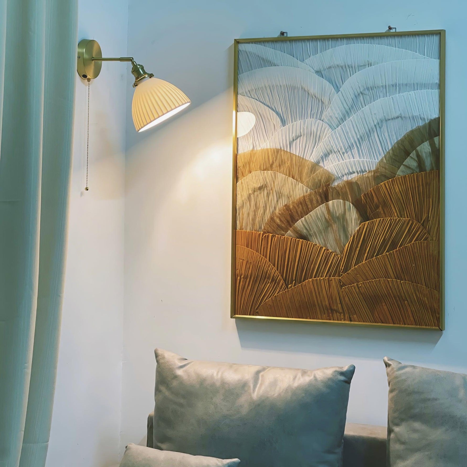 Brass Pleated Ceramic Wall Lamp - Lamp Outdoor