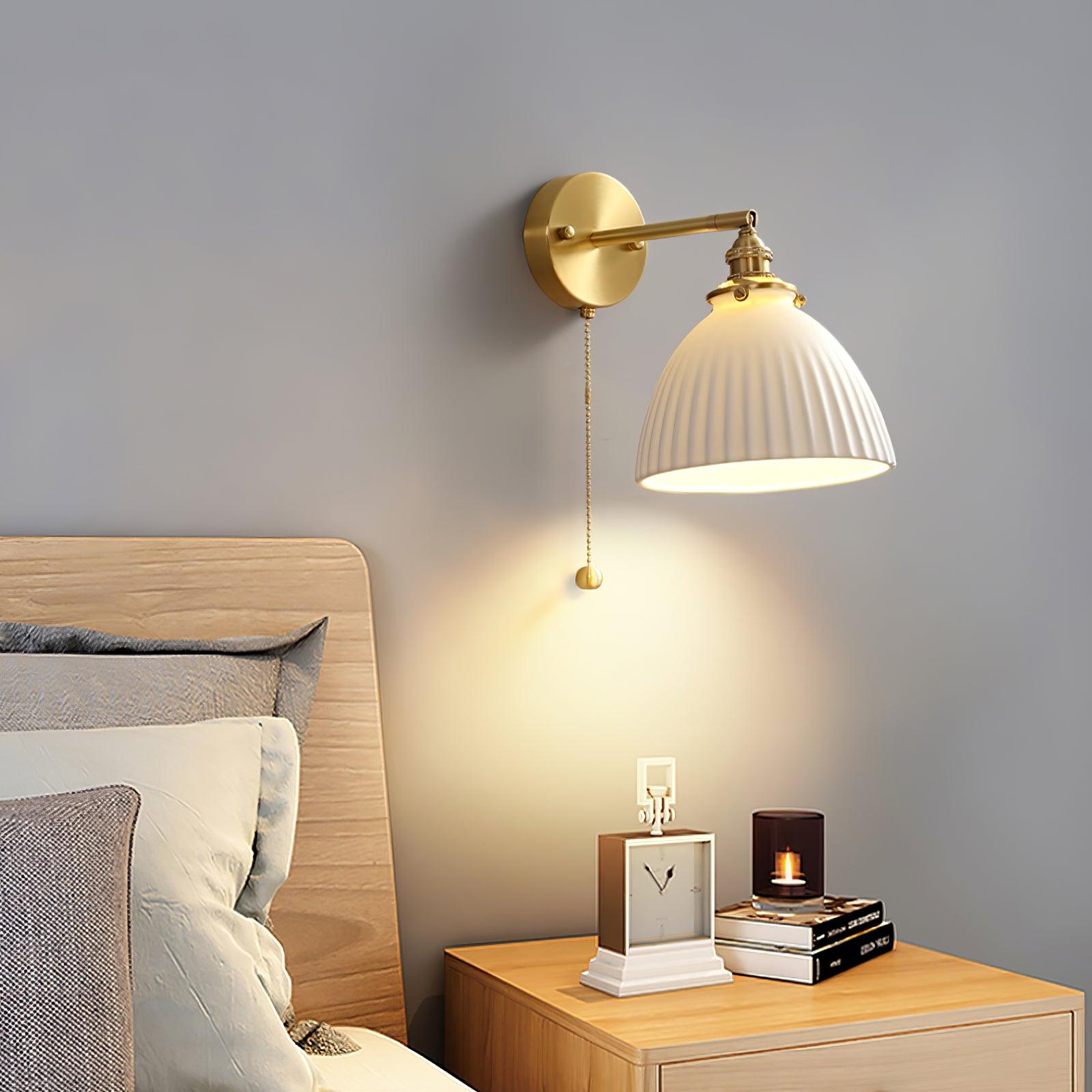 Brass Pleated Ceramic Wall Lamp - Lamp Outdoor