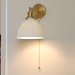 Brass Pleated Ceramic Wall Lamp - Lamp Outdoor