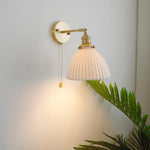 Brass Pleated Ceramic Wall Lamp - Lamp Outdoor