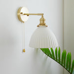 Brass Pleated Ceramic Wall Lamp - Lamp Outdoor