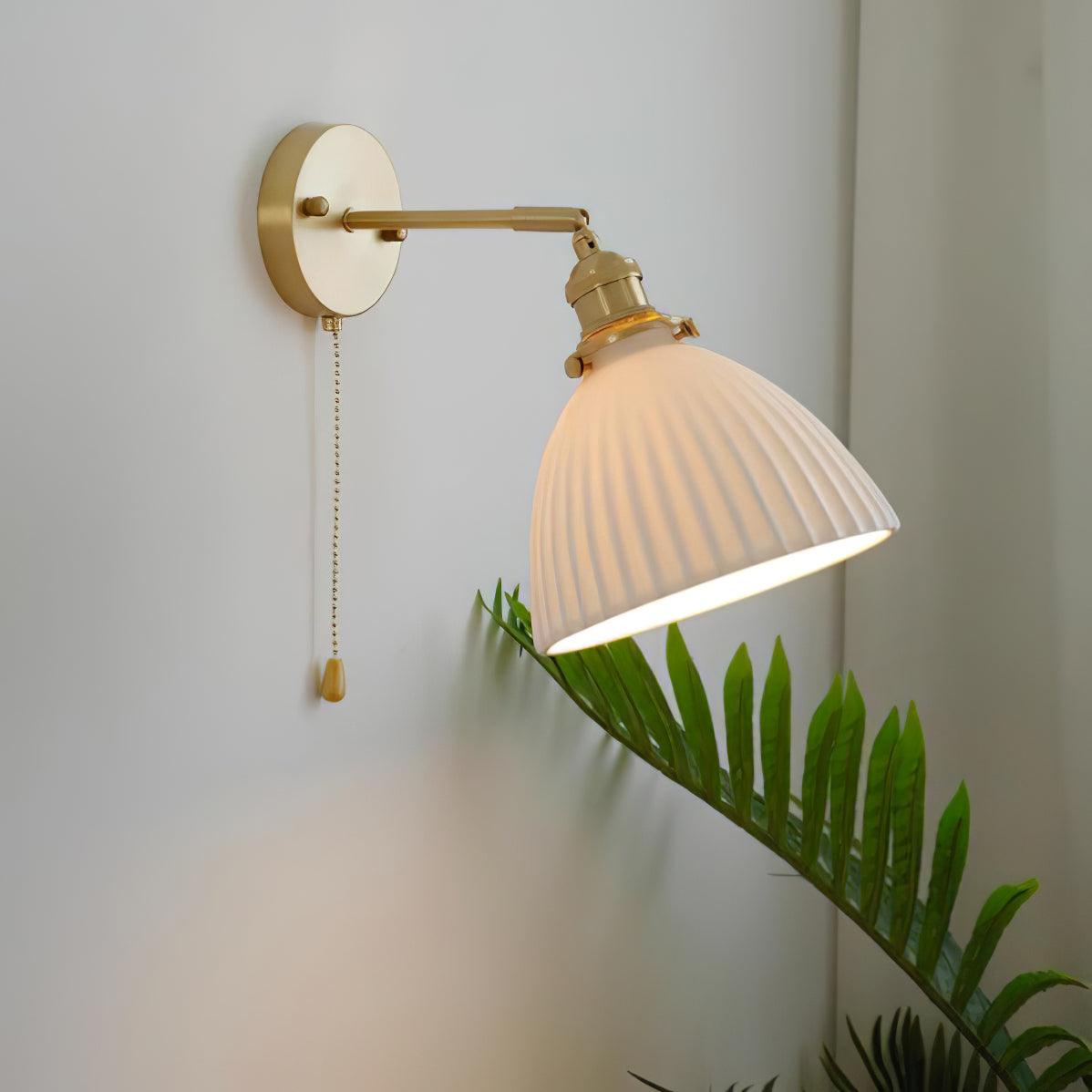 Brass Pleated Ceramic Wall Lamp - Lamp Outdoor