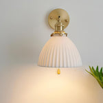 Brass Pleated Ceramic Wall Lamp - Lamp Outdoor