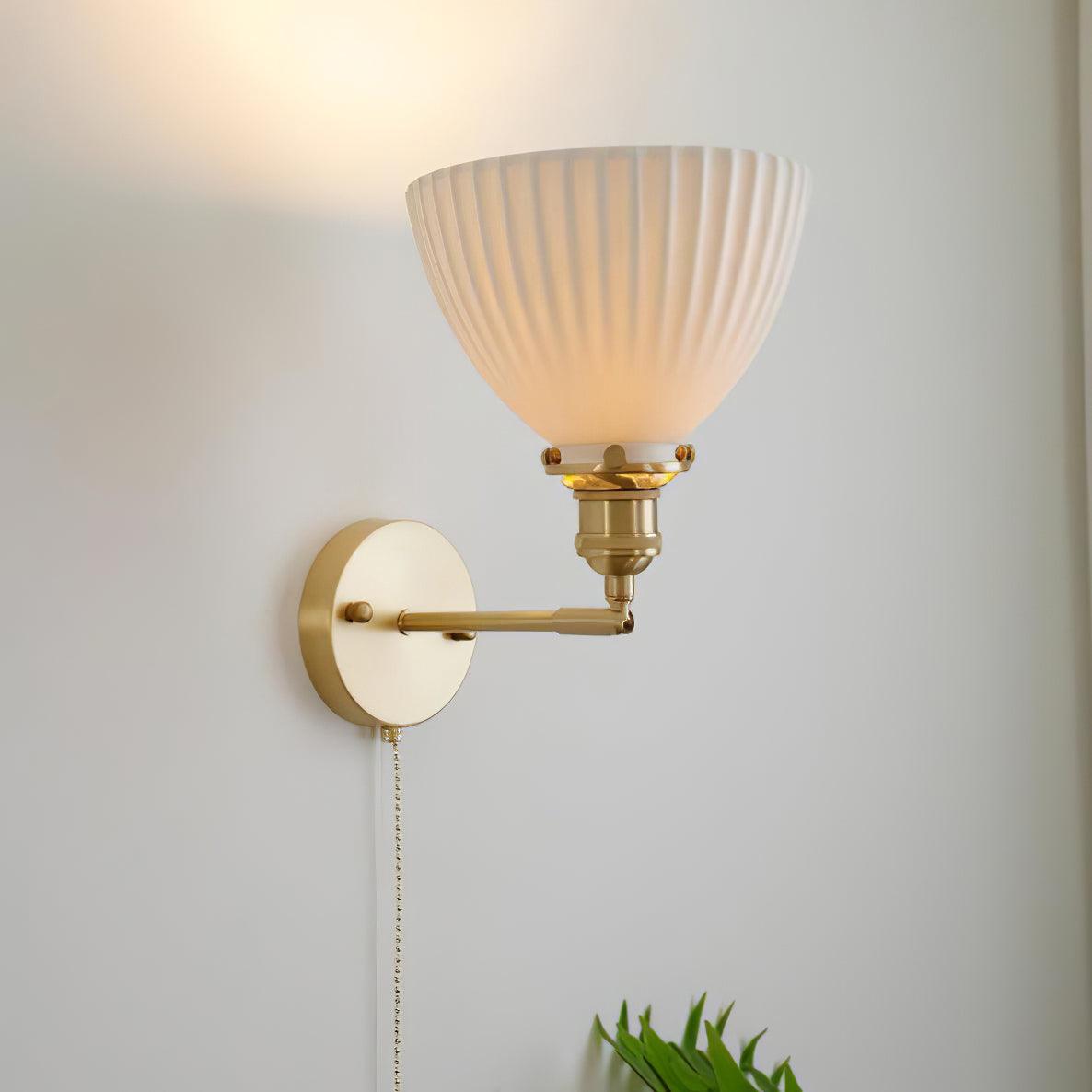 Brass Pleated Ceramic Wall Lamp - Lamp Outdoor