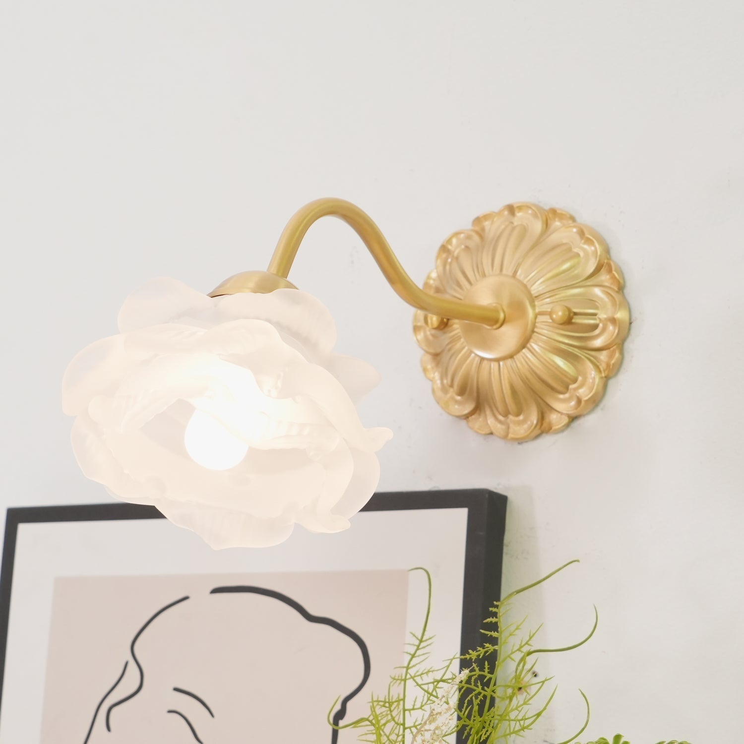 Brass Rose Wall Light - Lamp Outdoor