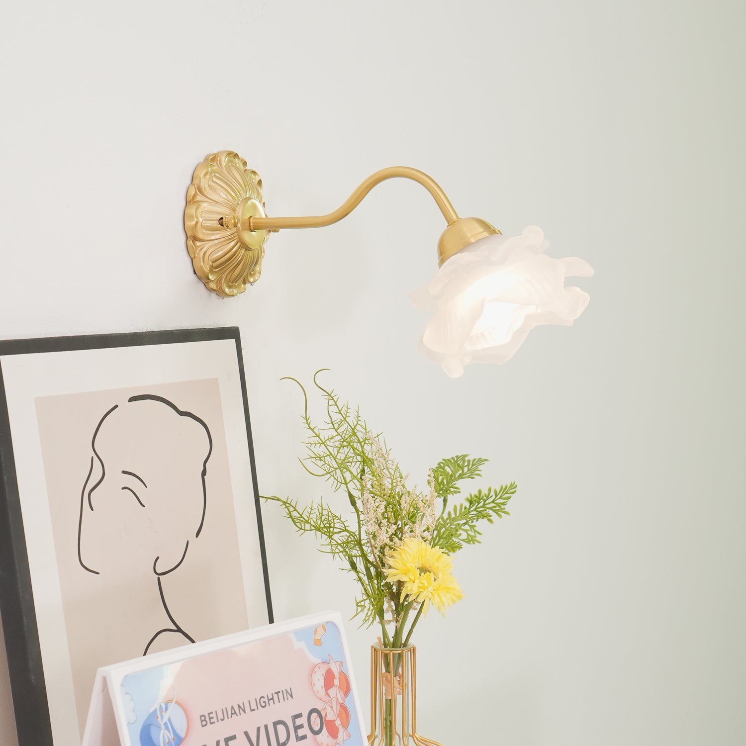 Brass Rose Wall Light - Lamp Outdoor