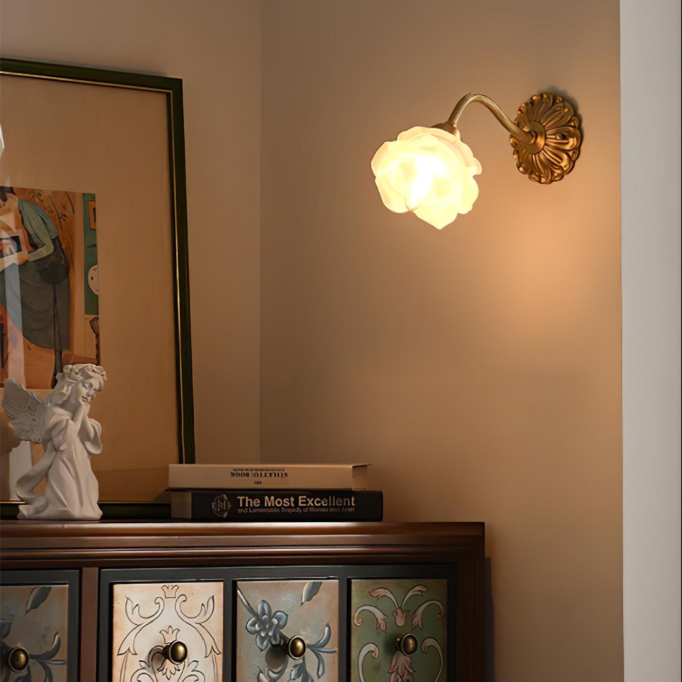 Brass Rose Wall Light - Lamp Outdoor