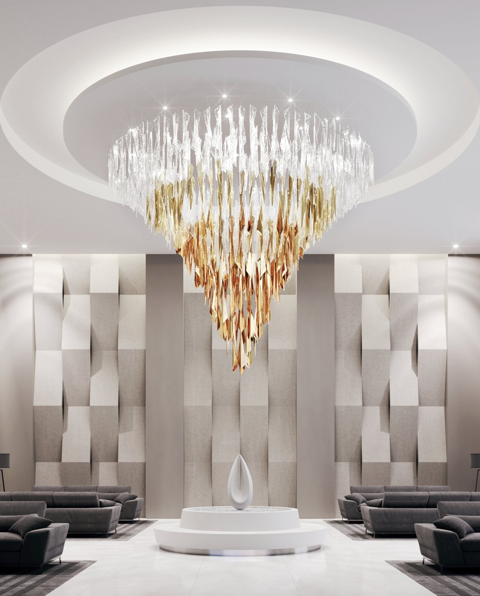 Nyvinia Glass Feather-Shape Chandelier - Lamp Outdoor