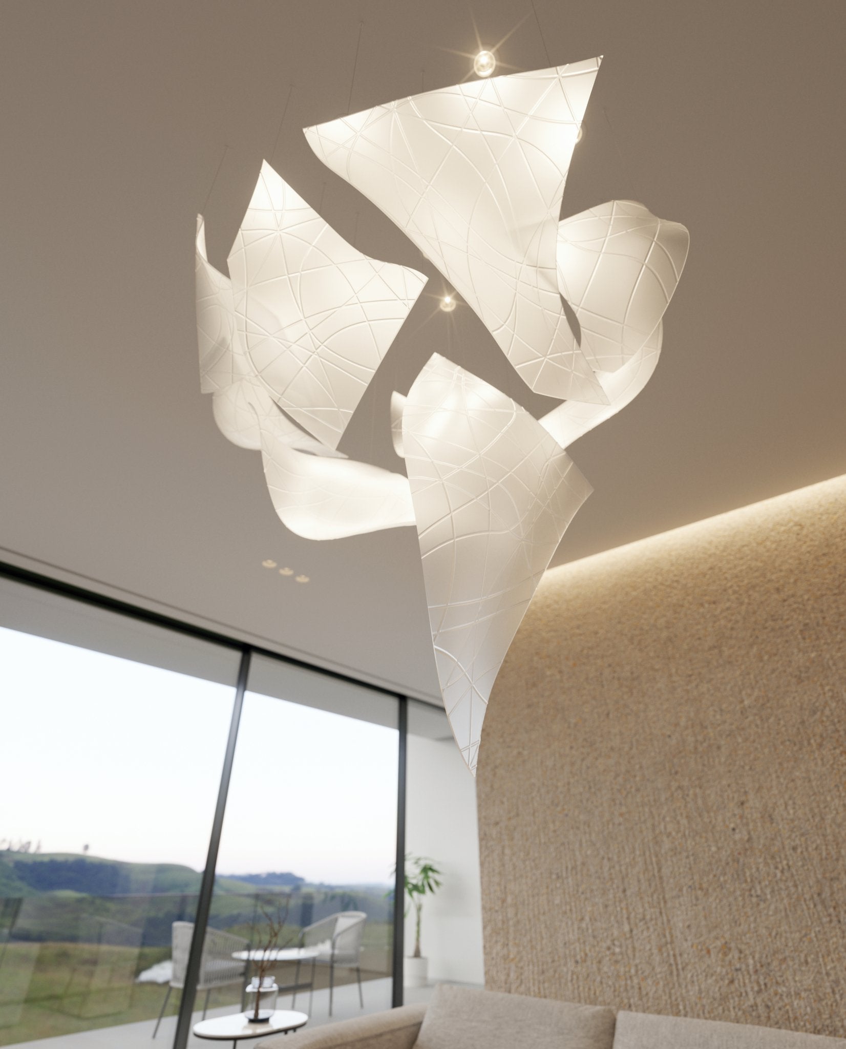 Alnoror Sculptural Gold Pendant Light - Lamp Outdoor