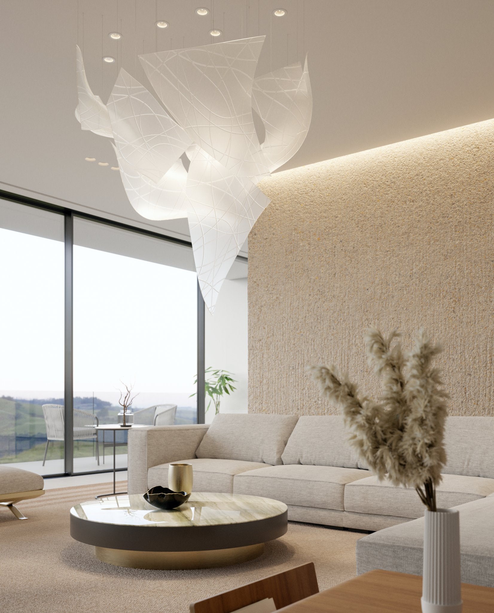Alnoror Sculptural Gold Pendant Light - Lamp Outdoor