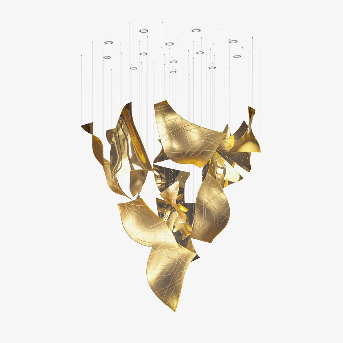 Alnoror Sculptural Gold Pendant Light - Lamp Outdoor