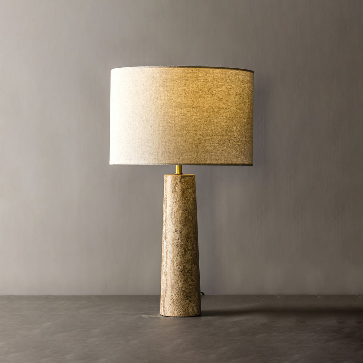 Brixton Travertine Fabric Table Lamp