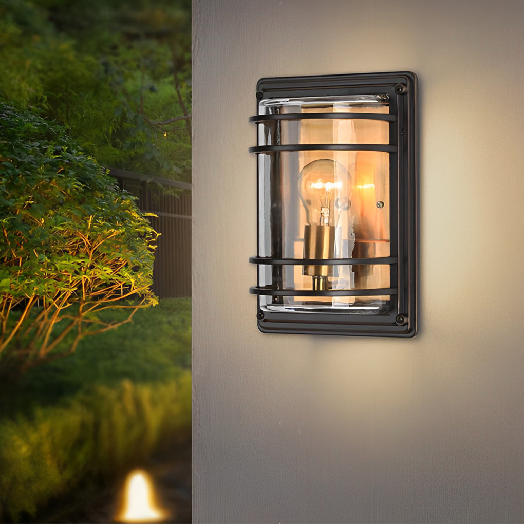 Vintage Aluminum Brown Glass Waterproof Modern Outdoor Wall Light - Lamp Outdoor