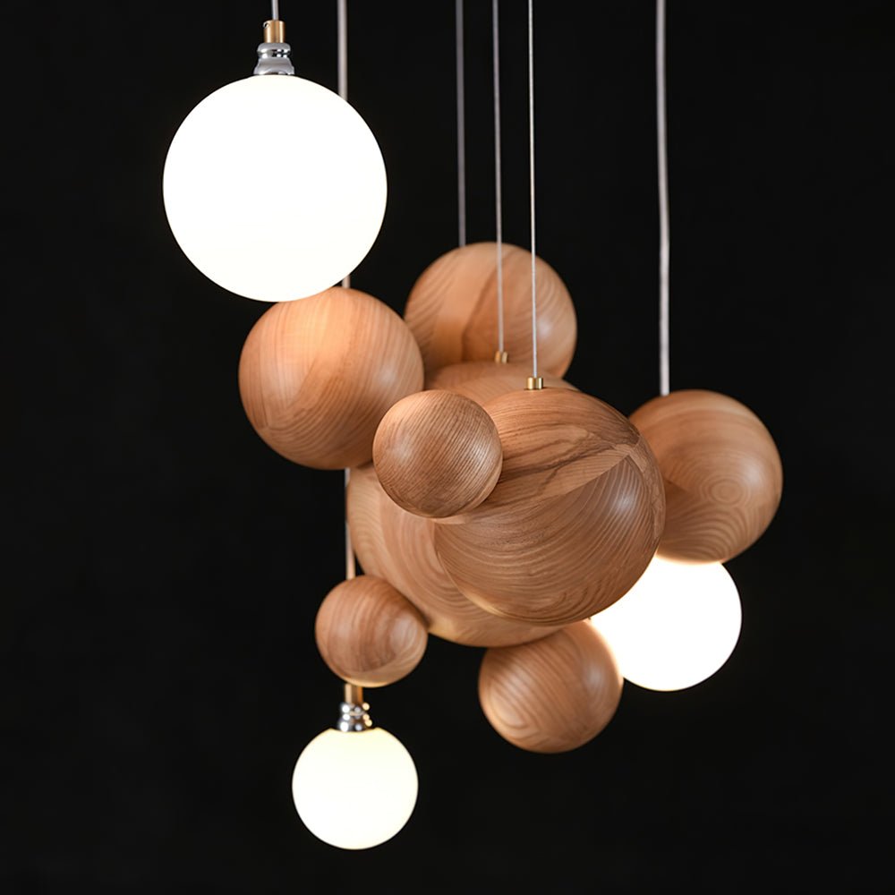 Bubble Wood Balls Chandelier - Lamp Outdoor