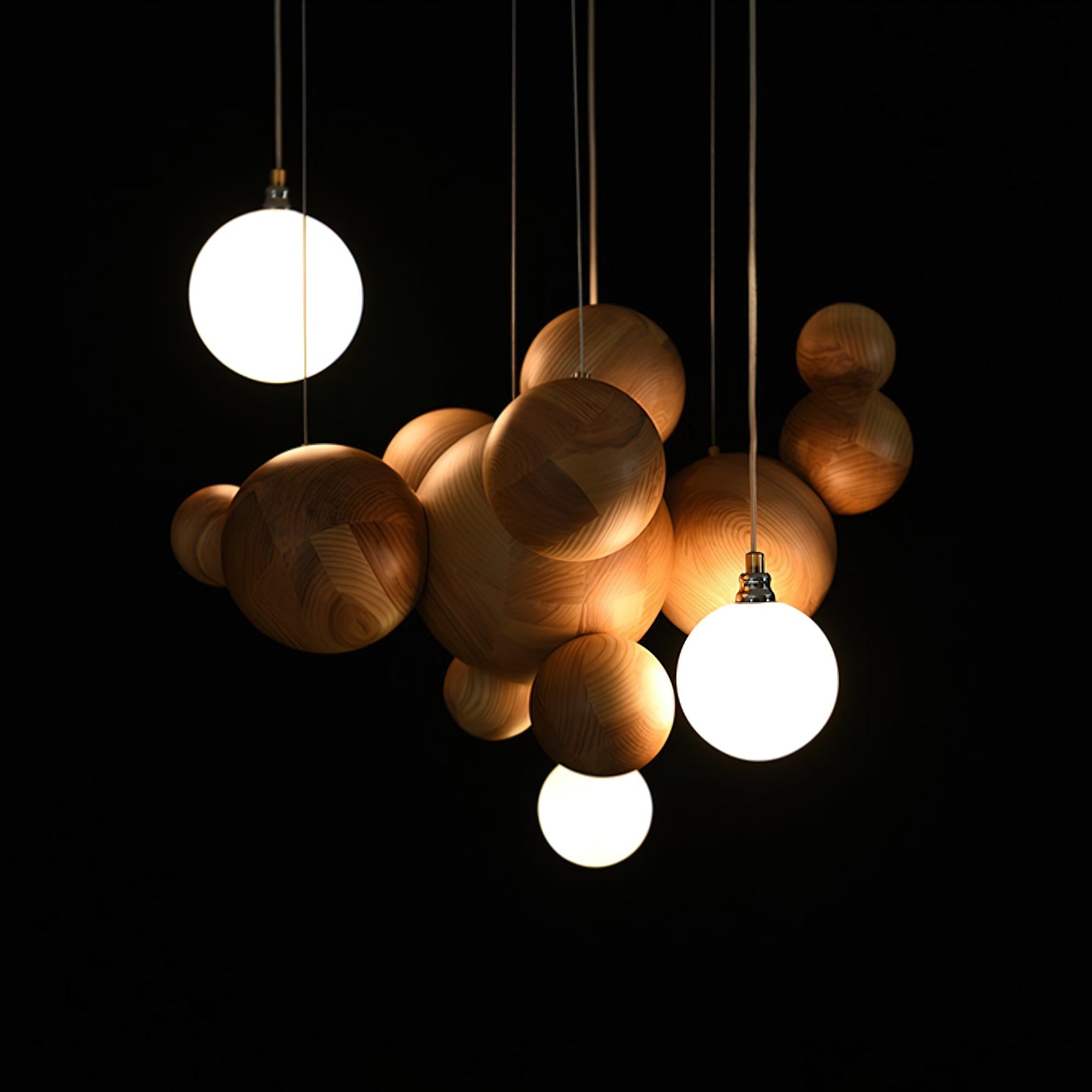 Bubble Wood Balls Chandelier - Lamp Outdoor