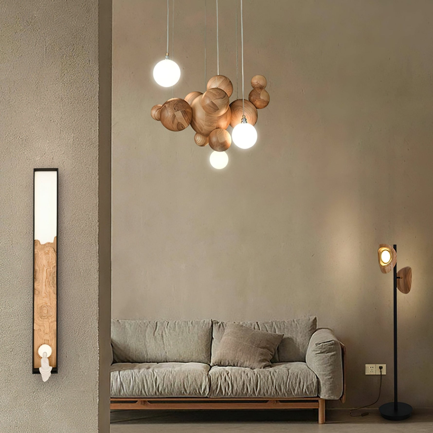 Bubble Wood Balls Chandelier - Lamp Outdoor