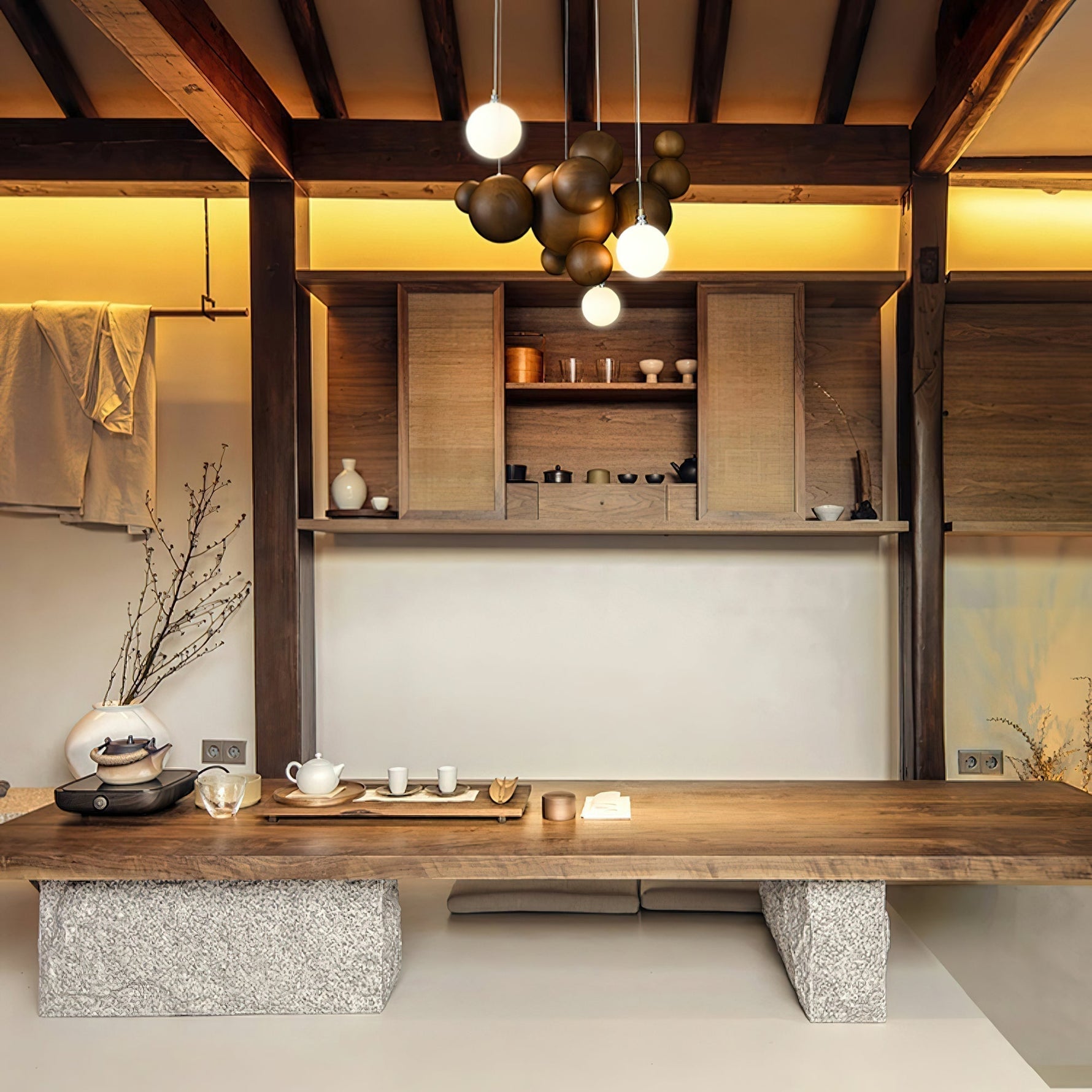 Bubble Wood Balls Chandelier - Lamp Outdoor