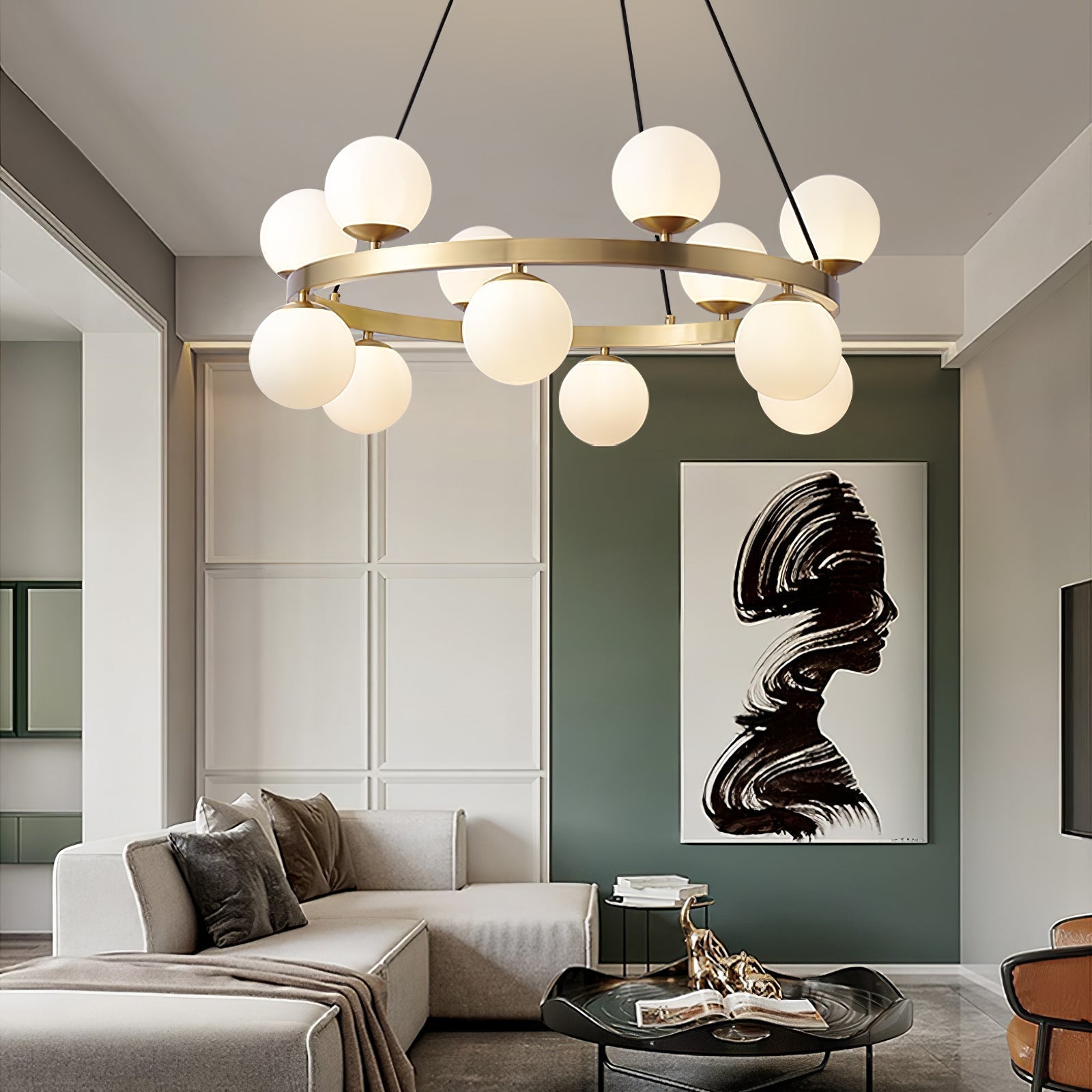 Bubbles Brass Ring Chandelier - Lamp Outdoor
