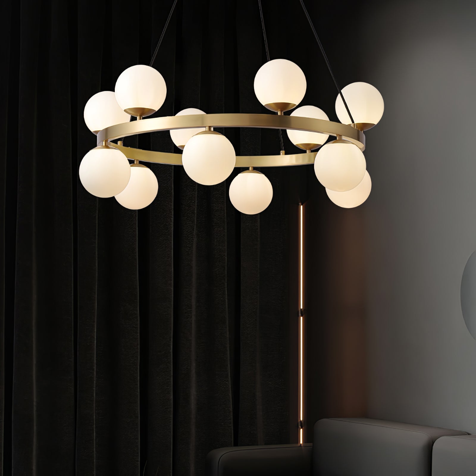 Bubbles Brass Ring Chandelier - Lamp Outdoor
