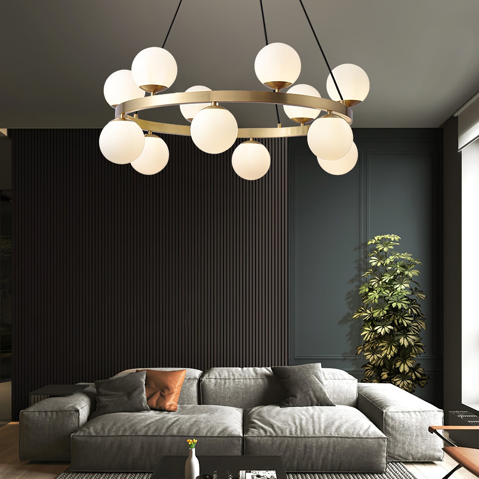 Bubbles Brass Ring Chandelier - Lamp Outdoor