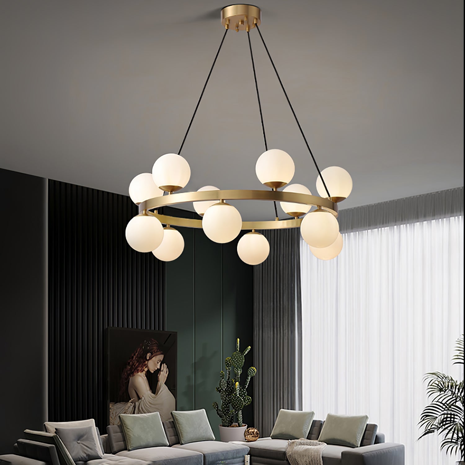Bubbles Brass Ring Chandelier - Lamp Outdoor