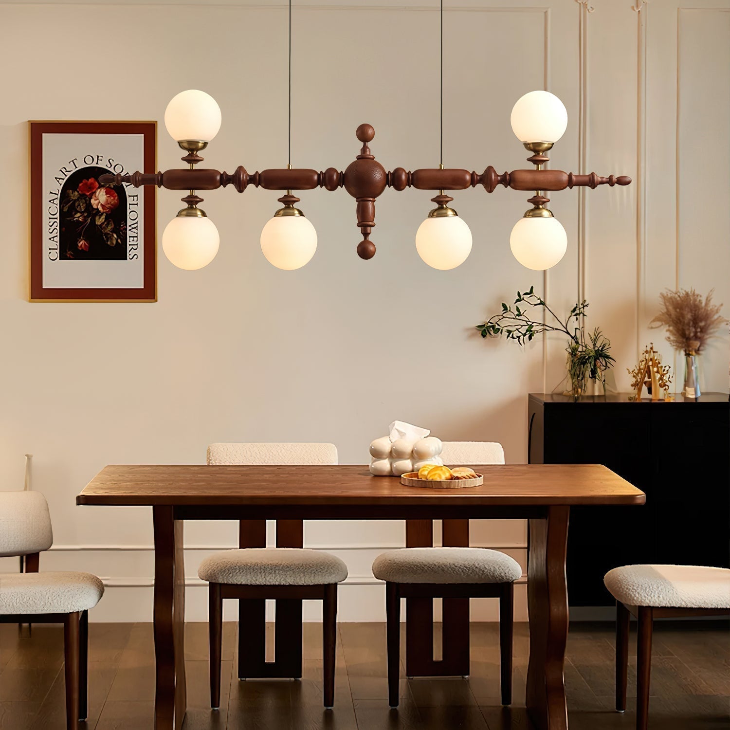 Isilira Classic Wood Glass Linear Pendant Light - Lamp Outdoor