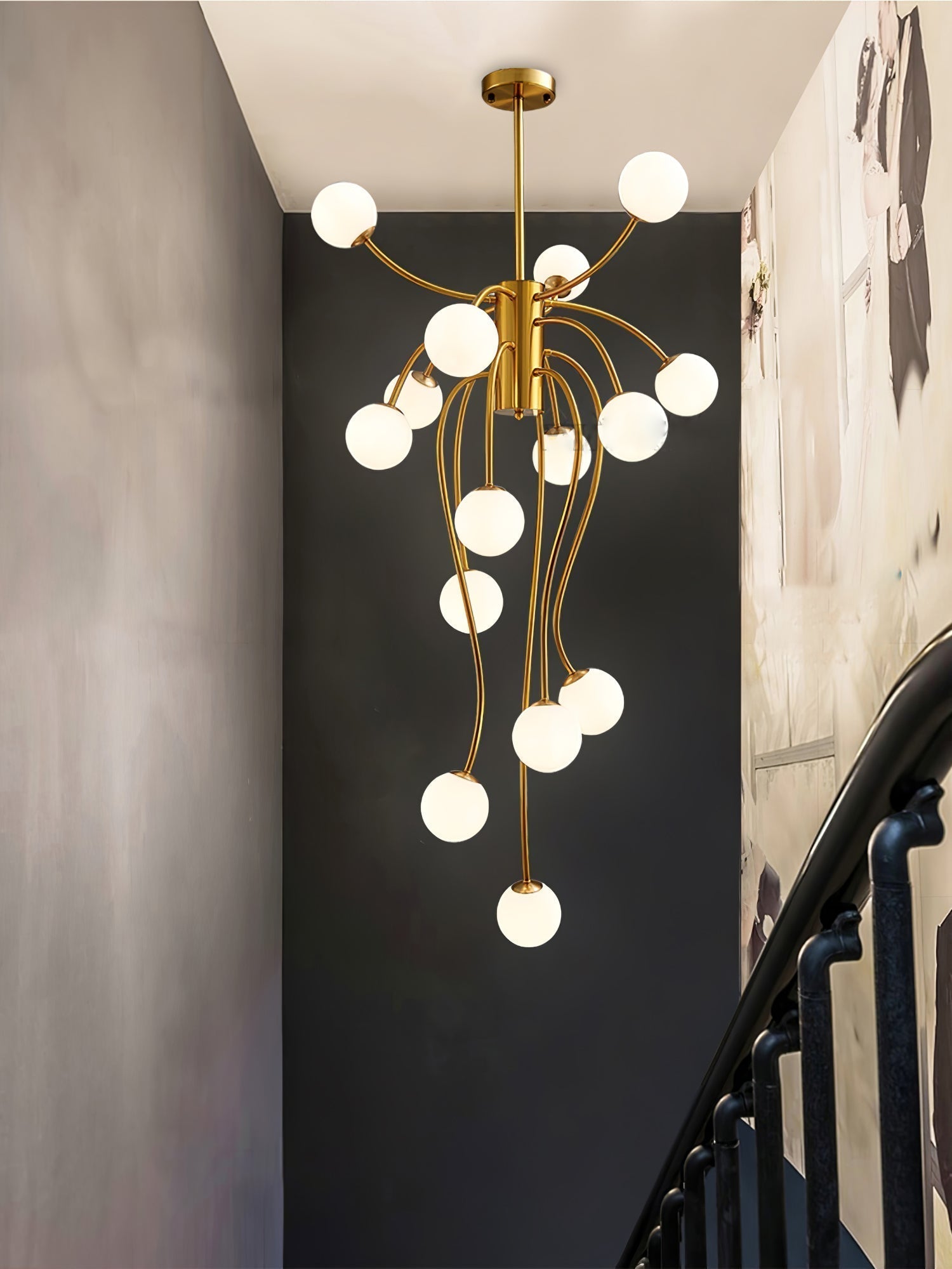 Astralyn Brass Globe Chandelier - Lamp Outdoor