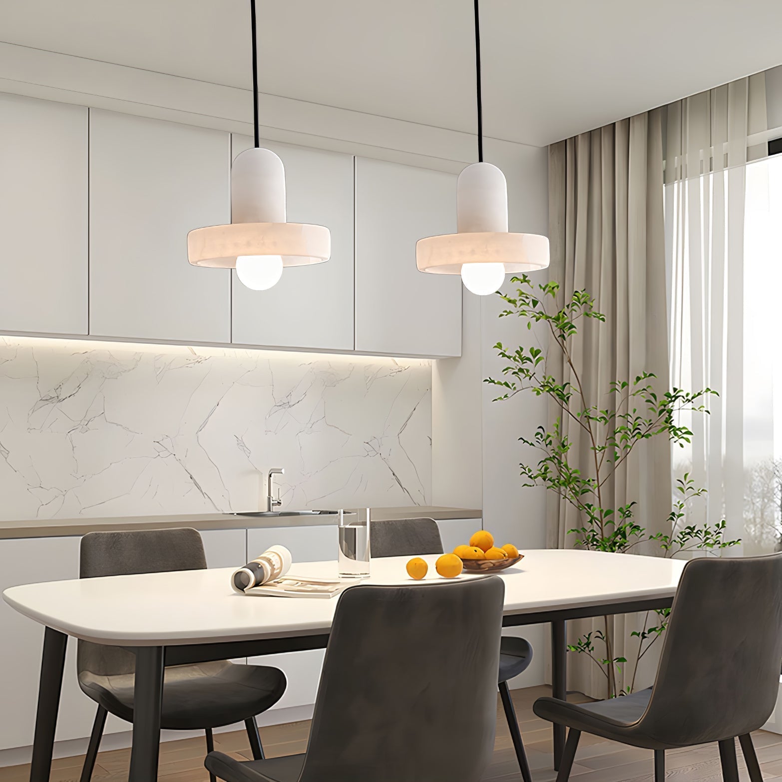 Lyvynos Stacked Alabaster Pendant Light - Lamp Outdoor