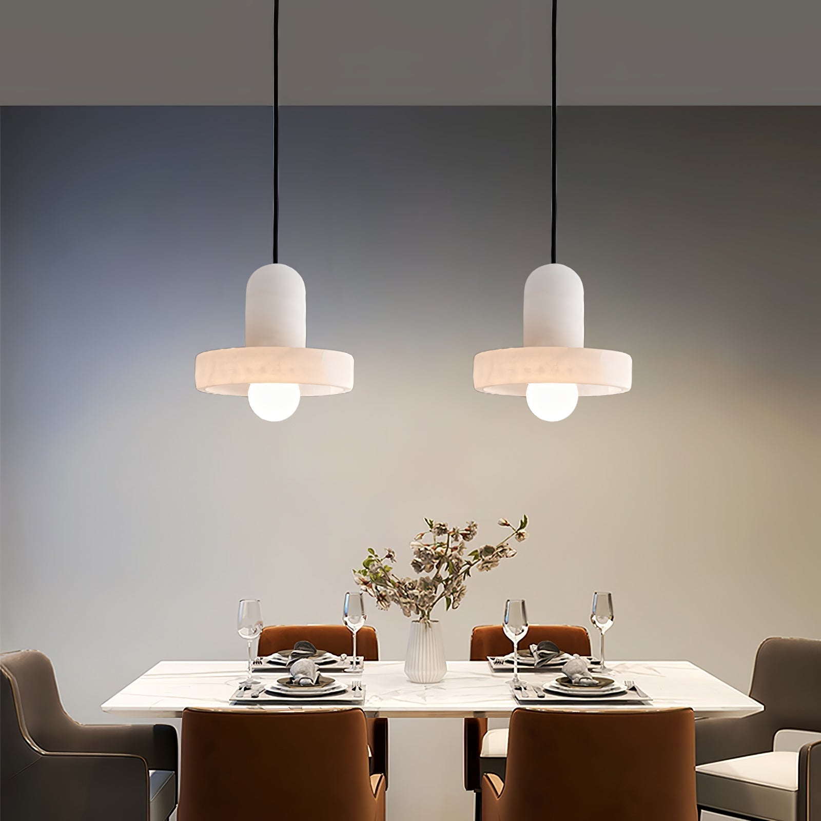Lyvynos Stacked Alabaster Pendant Light - Lamp Outdoor