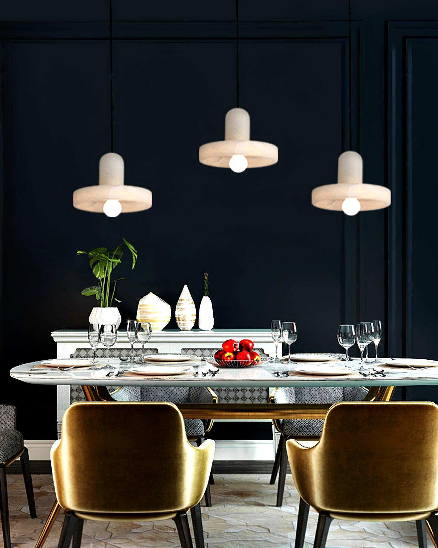 Lyvynos Stacked Alabaster Pendant Light - Lamp Outdoor