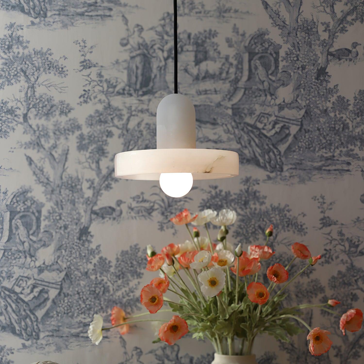 Lyvynos Stacked Alabaster Pendant Light - Lamp Outdoor