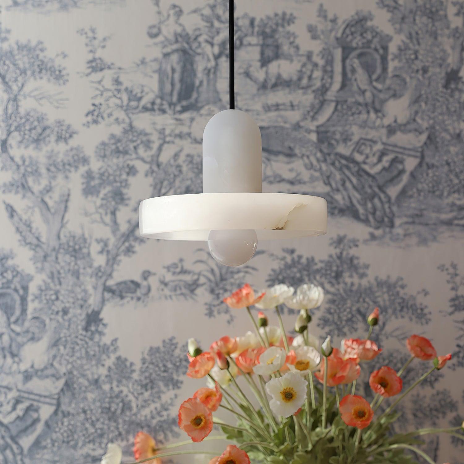 Lyvynos Stacked Alabaster Pendant Light - Lamp Outdoor
