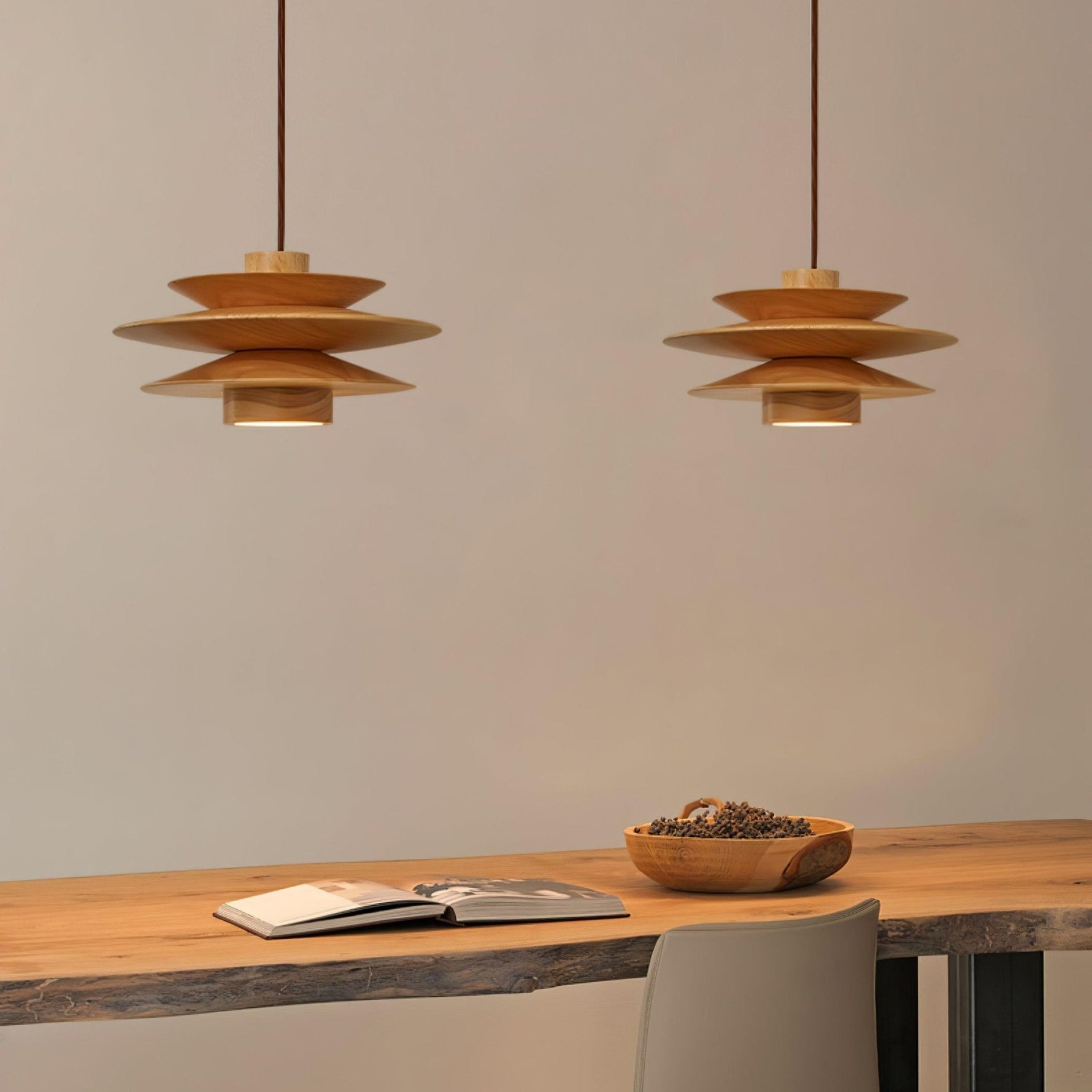 Cascade Wooden Disc Pendant Lamp - Lamp Outdoor