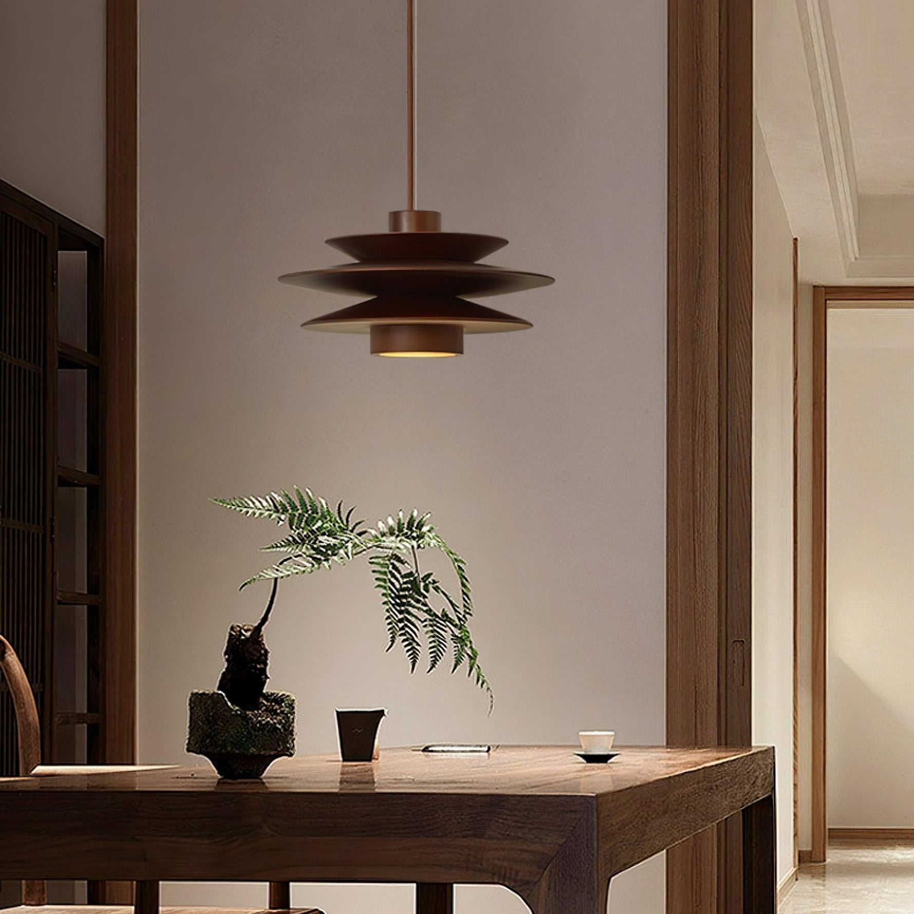 Cascade Wooden Disc Pendant Lamp - Lamp Outdoor