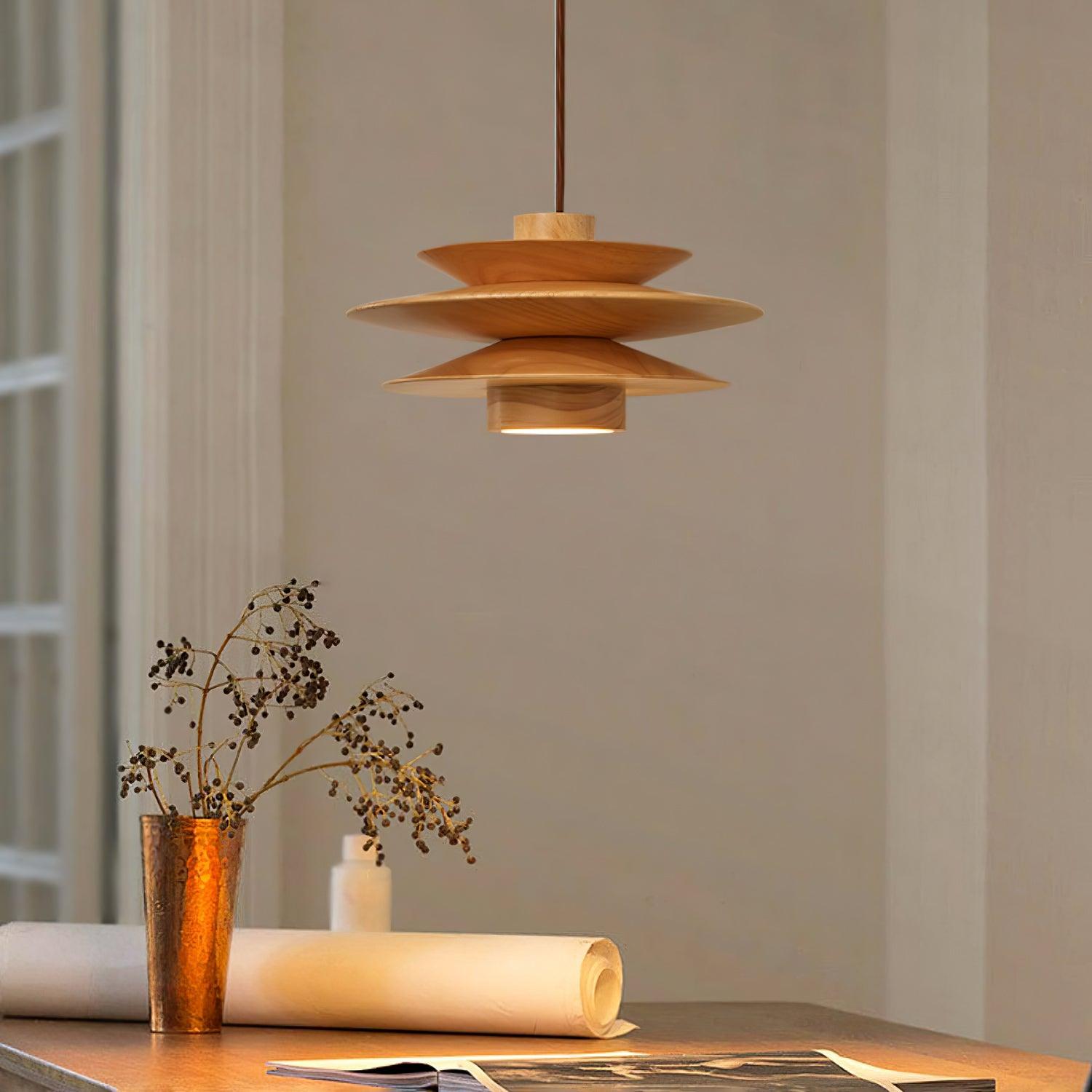 Cascade Wooden Disc Pendant Lamp - Lamp Outdoor