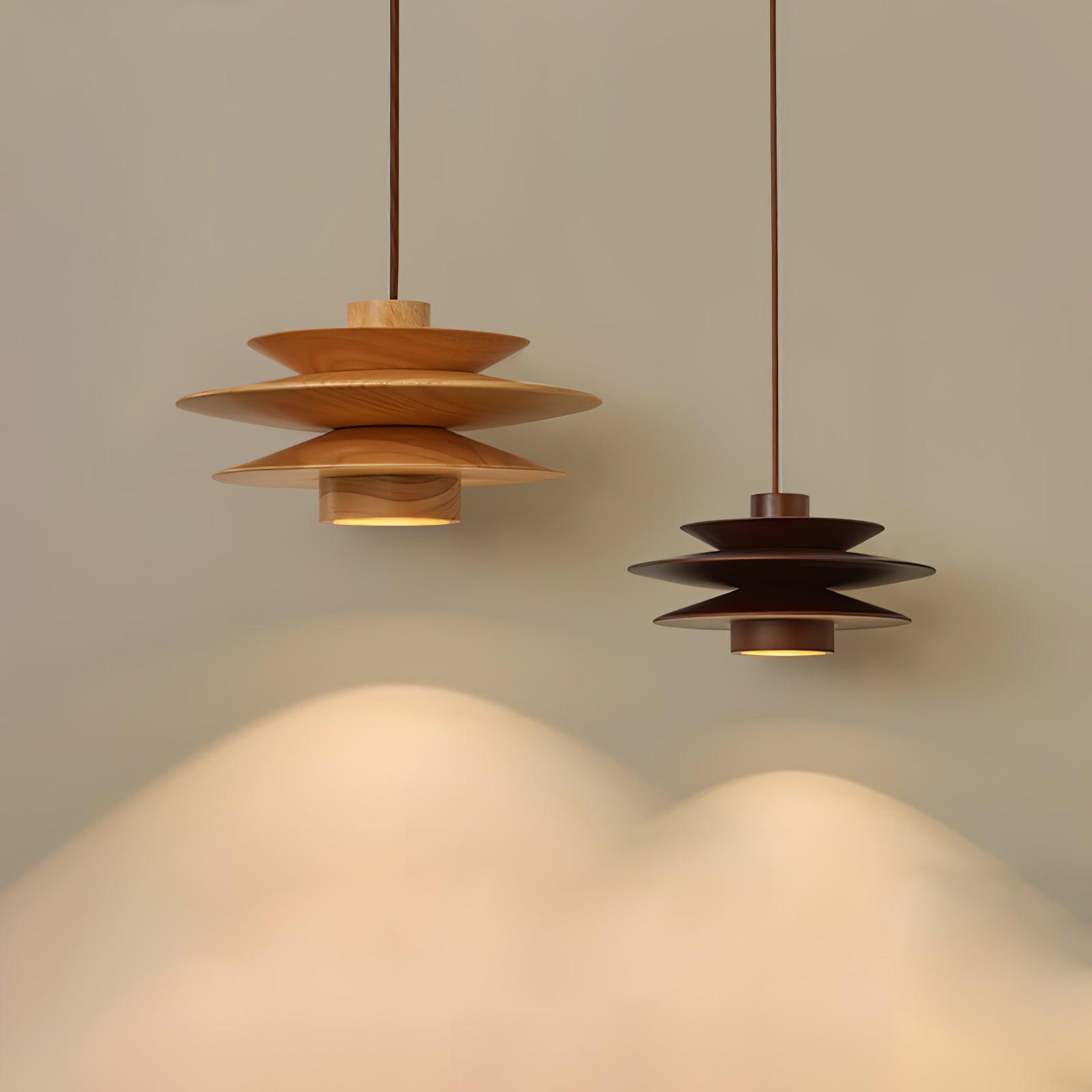 Cascade Wooden Disc Pendant Lamp - Lamp Outdoor