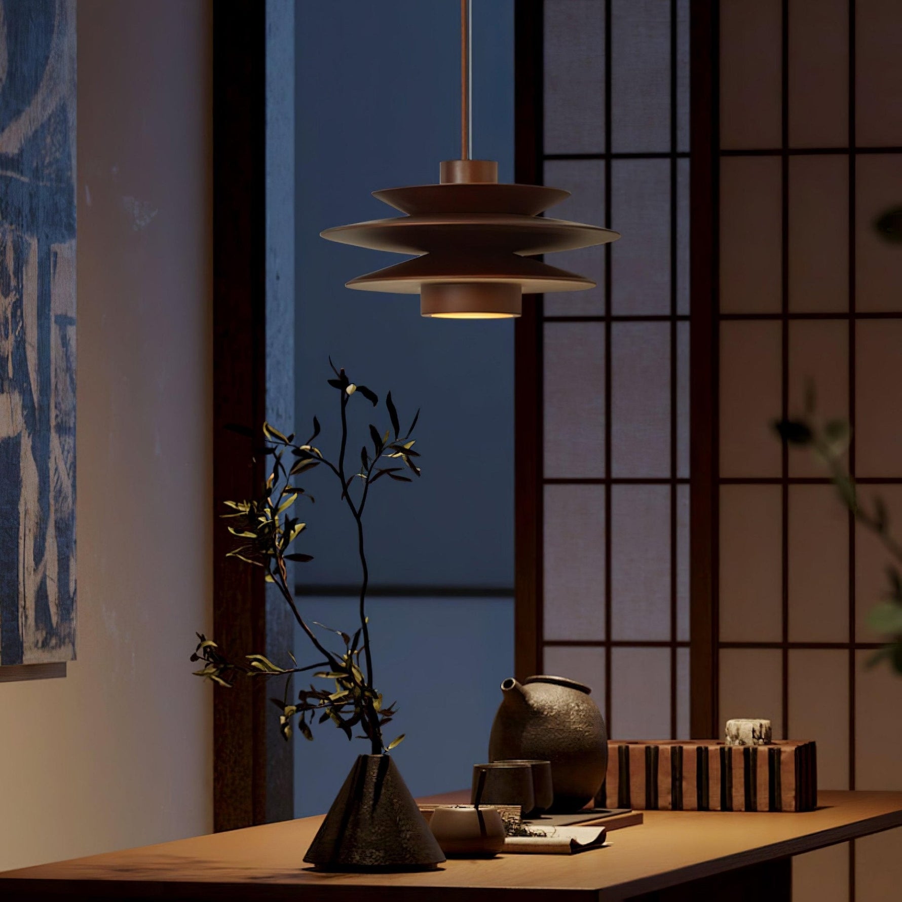 Cascade Wooden Disc Pendant Lamp - Lamp Outdoor